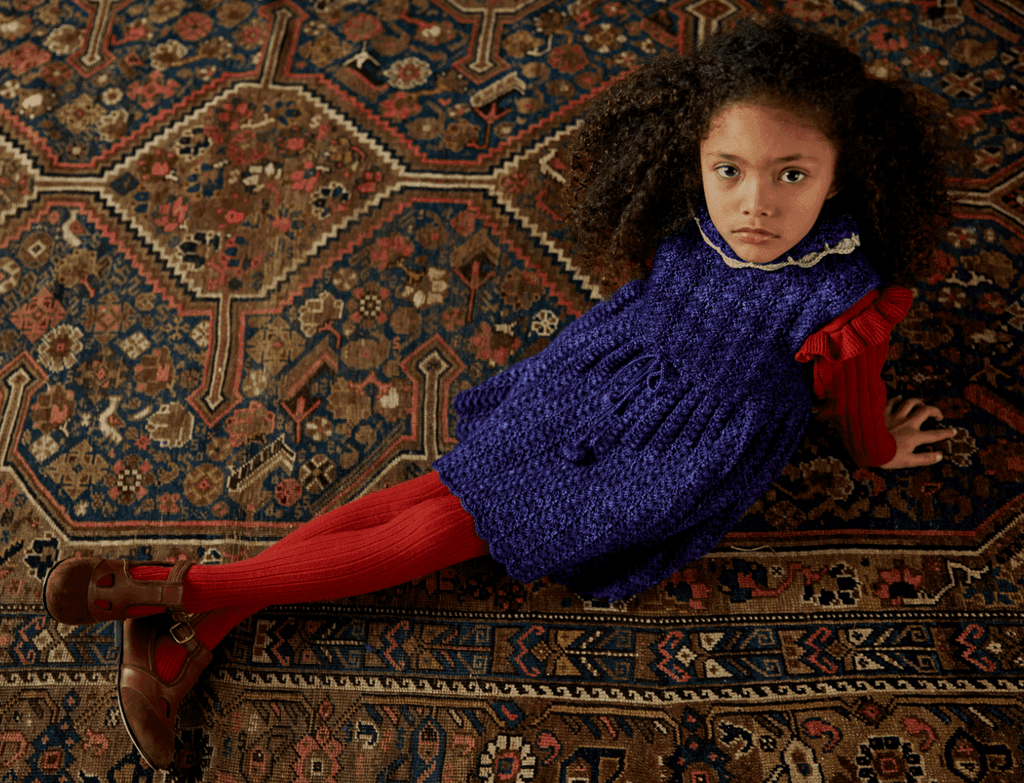 Collegien,Louise Ribbed Tights, Carmine Red,CouCou,Girl Shoes, Socks & Tights